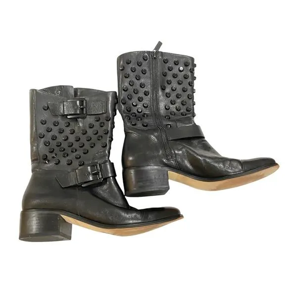 Michael Kors Boots Womens Size 8 Leather Studded Biker Goth Grunge booties 8