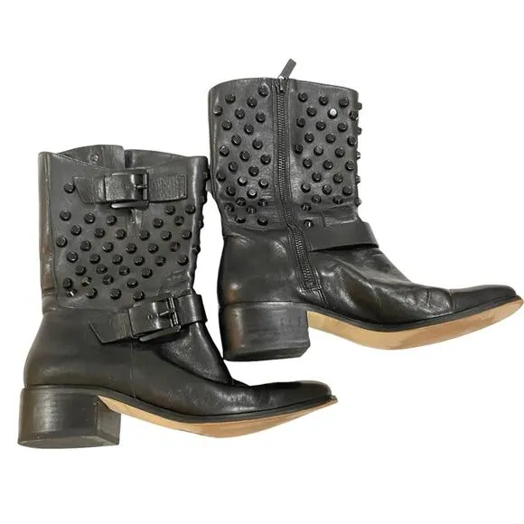Michael Kors Boots Womens Size 8 Leather Studded Biker Goth Grunge booties 8