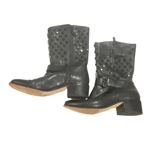 Michael Kors Boots Womens Size 8 Leather Studded Biker Goth Grunge booties 8