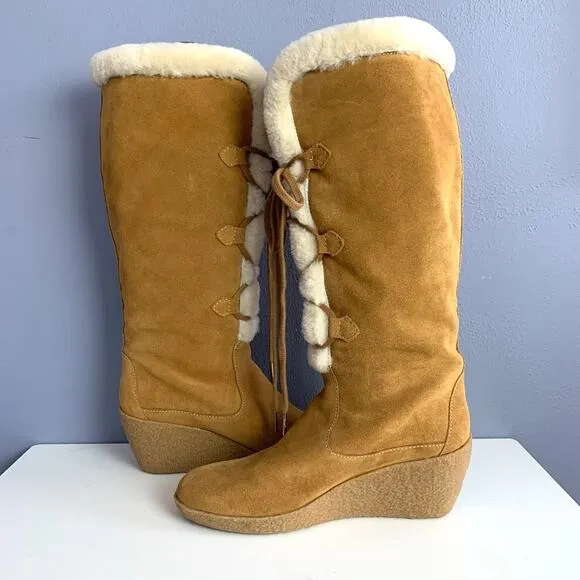 Michael Kors Camel Suede Niagra Boots Size 7 1/2