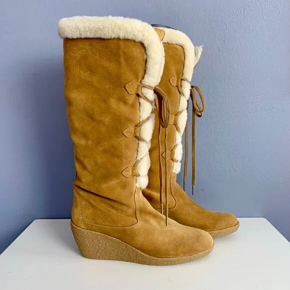 Michael Kors Camel Suede Niagra Boots Size 7 1/2