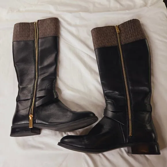 Michael Kors EUC logo winter boots 8 black brown