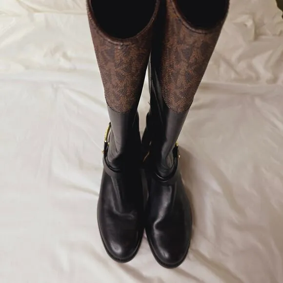 Michael Kors EUC logo winter boots 8 black brown