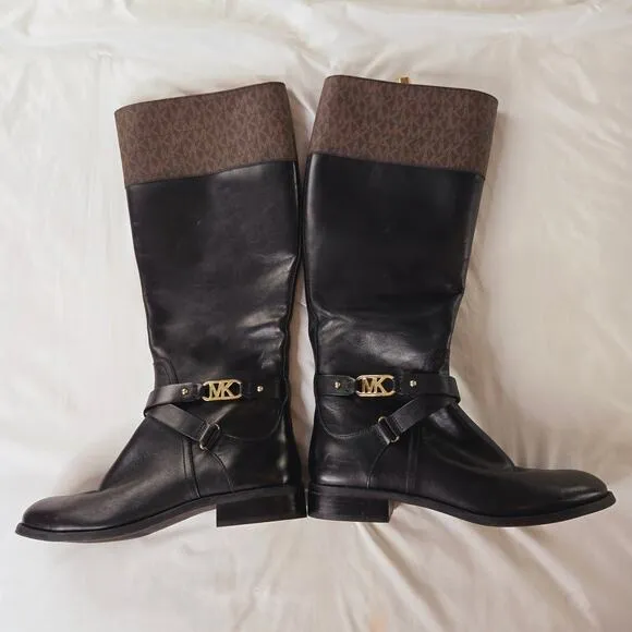 Michael Kors EUC logo winter boots 8 black brown