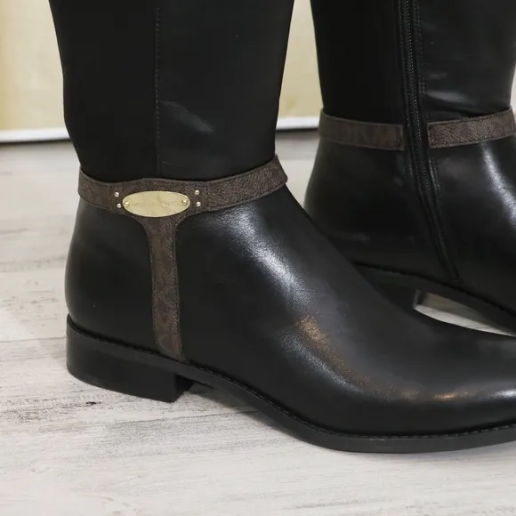 Michael Kors Finley Tall Boot Black/Brown 8.5