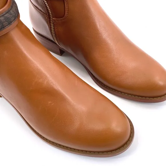 Michael Kors Mindy Leather &amp; Signature Logo Trim Wide Calf Boots Leather 9M NWB