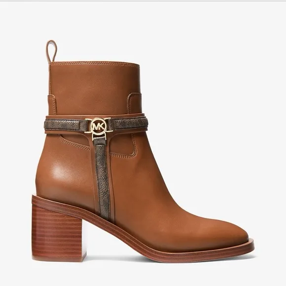 Michael Kors Women's Brown Ankle Boots. Mindy block heel bootie