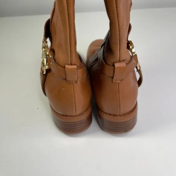 Michael Kors Women's Brown Fulton Harness Leather Riding High Boots Size 5.5M