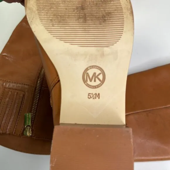 Michael Kors Women's Brown Fulton Harness Leather Riding High Boots Size 5.5M