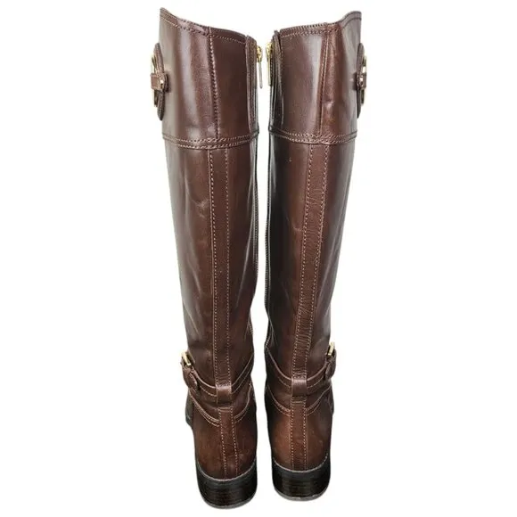Michael Kors Womens Brown Leather Riding Boots Knee High Equestrian Size 8
