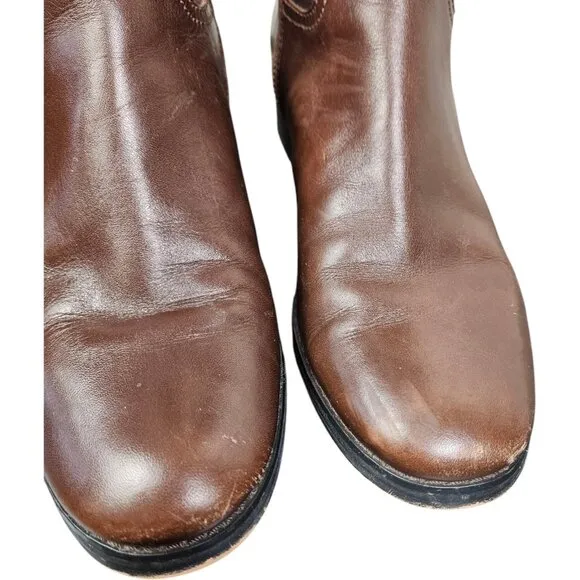 Michael Kors Womens Brown Leather Riding Boots Knee High Equestrian Size 8