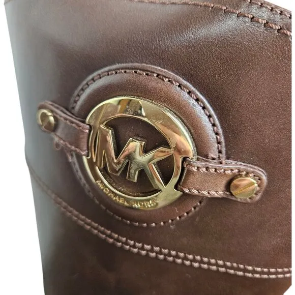 Michael Kors Womens Brown Leather Riding Boots Knee High Equestrian Size 8
