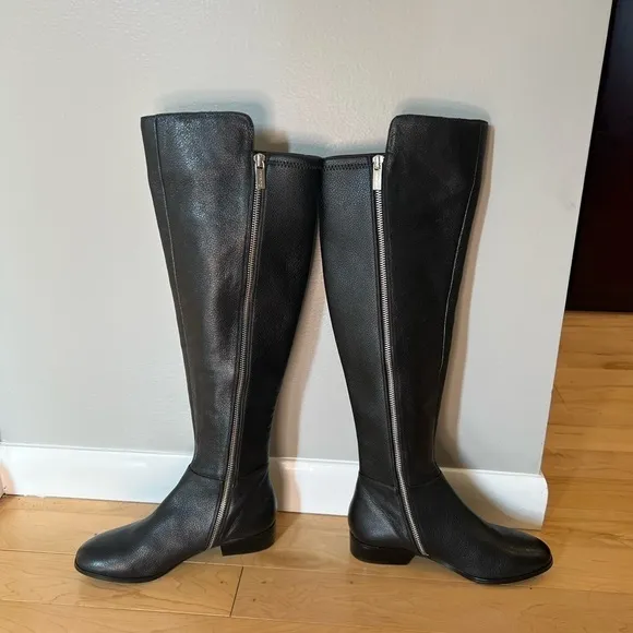 Michael Michael Kors black pebbled leather over the knee knee high boots 5.5