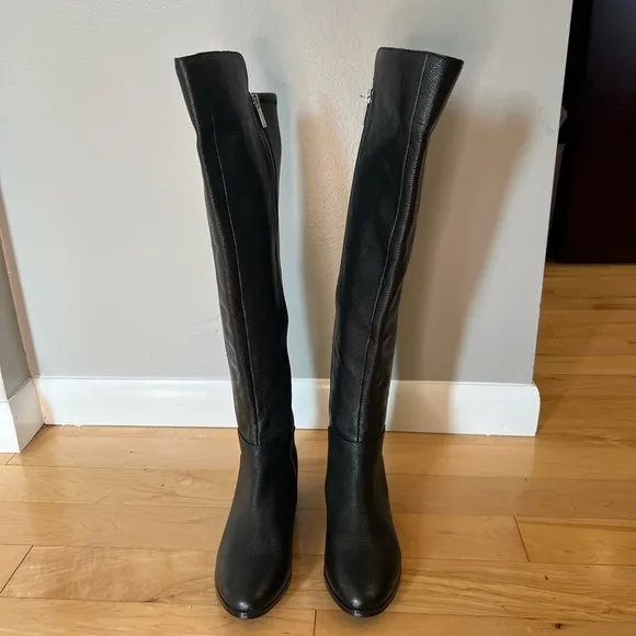 Michael Michael Kors black pebbled leather over the knee knee high boots 5.5
