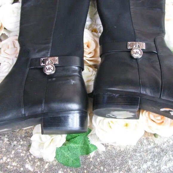 Michael kors black leather knee high boots 5.5