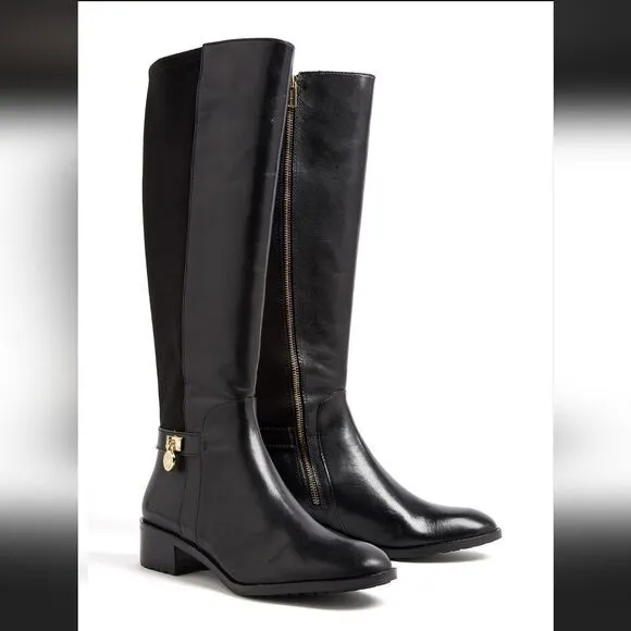 Michael kors black leather knee high boots 5.5