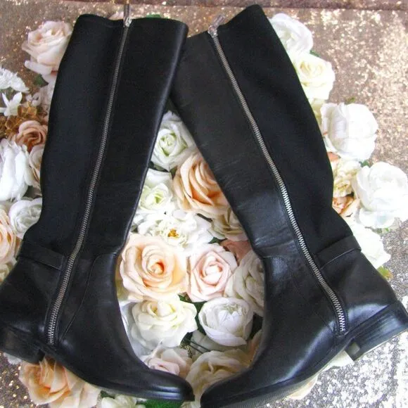 Michael kors black leather knee high boots 5.5