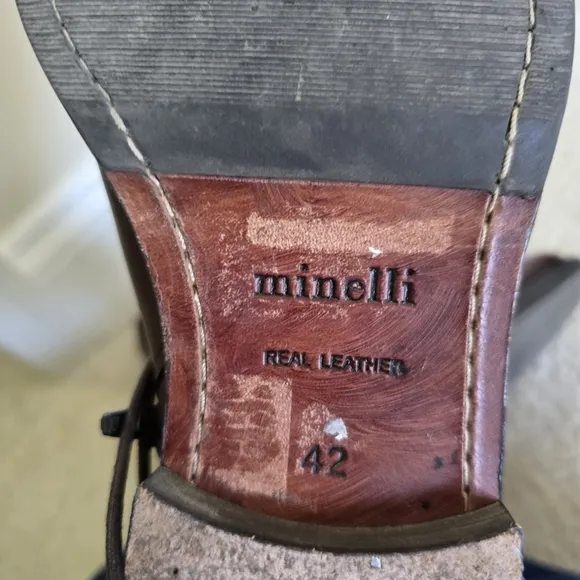 Minelli lace up boots brown leather size eur 42