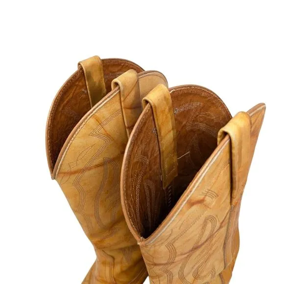 Miss Capezio Vintage Marbled Tan Western Boots Women's 8M Cowboy Cowgirl Retro