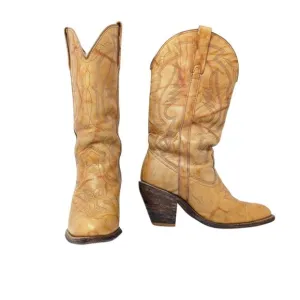 Miss Capezio Vintage Marbled Tan Western Boots Women's 8M Cowboy Cowgirl Retro