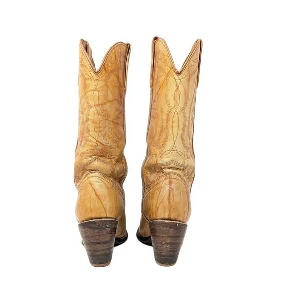 Miss Capezio Vintage Marbled Tan Western Boots Women's 8M Cowboy Cowgirl Retro