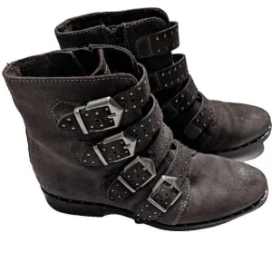 Miz Mooz Edgy Shoe Ankle Boots Buckle Brown Size 38