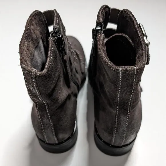 Miz Mooz Edgy Shoe Ankle Boots Buckle Brown Size 38