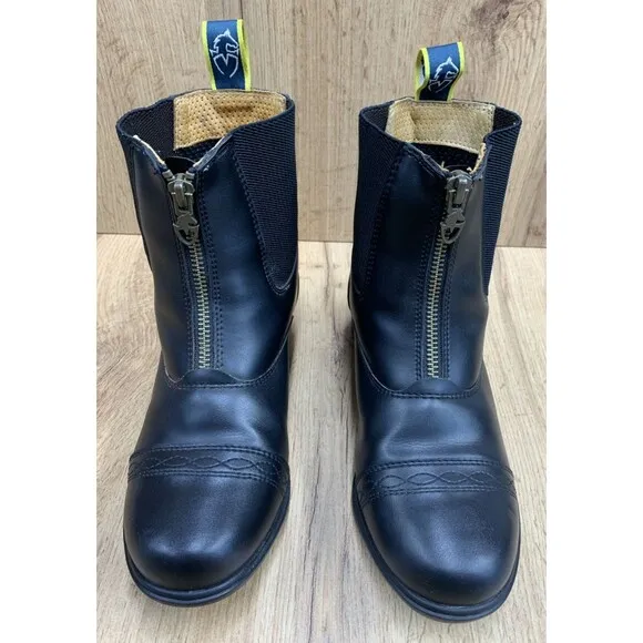 Moretta Clio Paddock Boots Black Leather Horse Riding Equestrian Youth Size 4