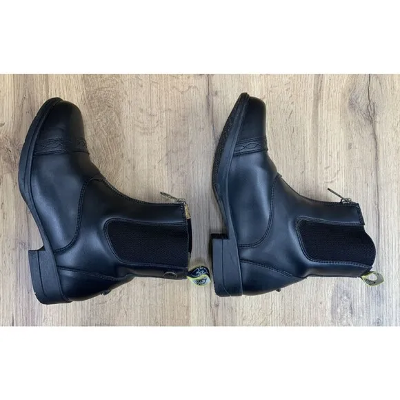 Moretta Clio Paddock Boots Black Leather Horse Riding Equestrian Youth Size 4