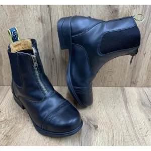 Moretta Clio Paddock Boots Black Leather Horse Riding Equestrian Youth Size 4
