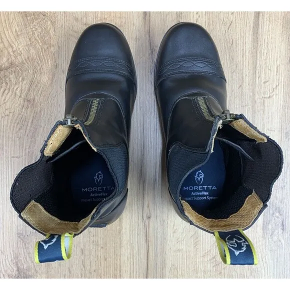 Moretta Clio Paddock Boots Black Leather Horse Riding Equestrian Youth Size 4