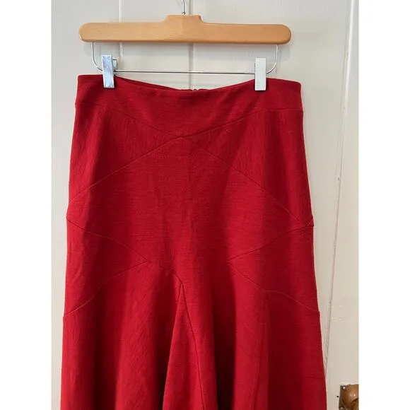 Morgan Le Fay wool blend flowy full midi skirt rust M