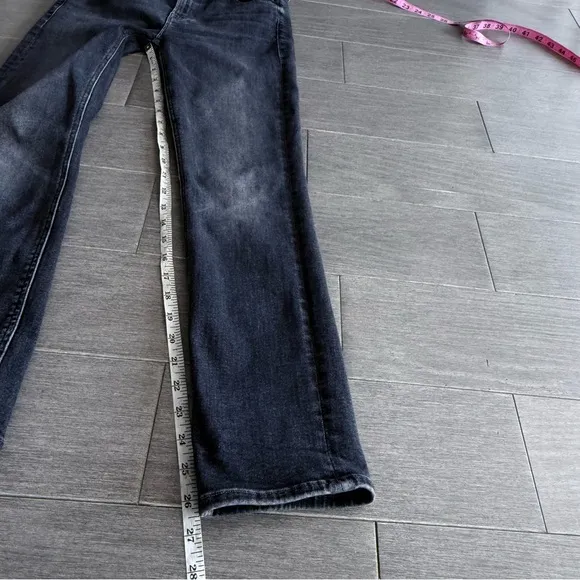 Mother Mid Rise Dazzler in The Night Is Watching 27 Stretch Black Gray Denim