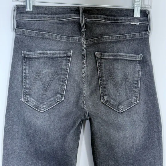 Mother Mid Rise Dazzler in The Night Is Watching 27 Stretch Black Gray Denim