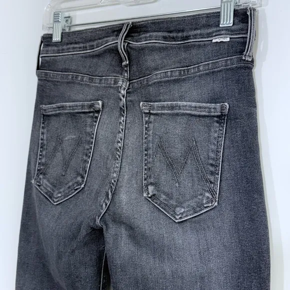Mother Mid Rise Dazzler in The Night Is Watching 27 Stretch Black Gray Denim