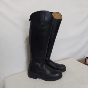 Mountain Horse Equestrian Riding Boots Womens 8 Black Leather Zip Metal Shank
