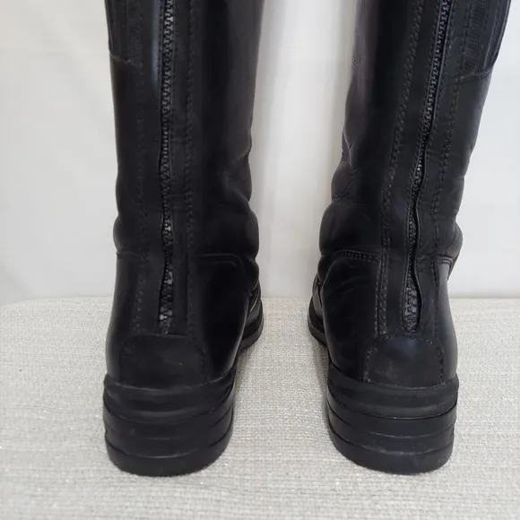 Mountain Horse Equestrian Riding Boots Womens 8 Black Leather Zip Metal Shank
