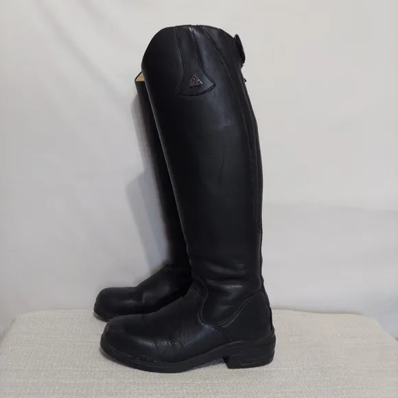 Mountain Horse Equestrian Riding Boots Womens 8 Black Leather Zip Metal Shank
