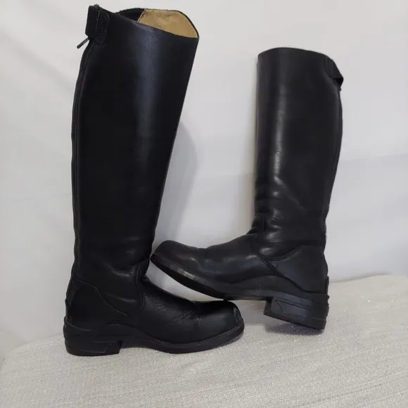Mountain Horse Equestrian Riding Boots Womens 8 Black Leather Zip Metal Shank