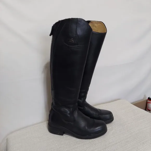 Mountain Horse Equestrian Riding Boots Womens 8 Black Leather Zip Metal Shank