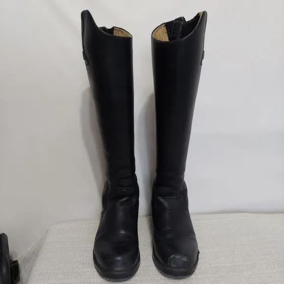 Mountain Horse Equestrian Riding Boots Womens 8 Black Leather Zip Metal Shank