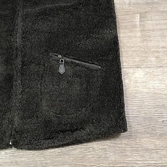 Mo:Vint Anthropologie Black Faux Sherpa Vest