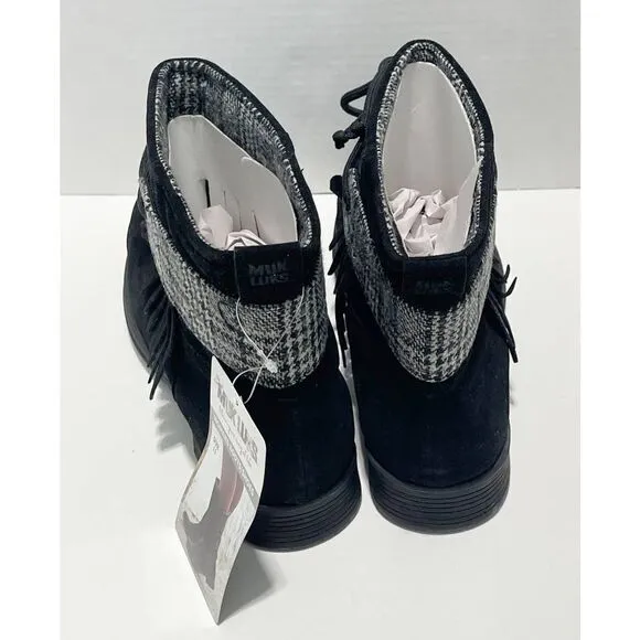 Muk Luks Lynsey Water Resistant Winter Boots Wool Glenn Plaid Detail Black 11