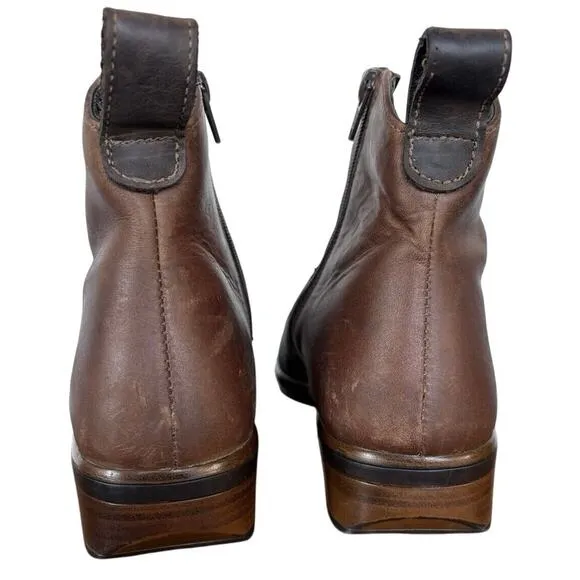 NAOT Sirocco Ankle Brown Leather Worn Western Country Concert Barn Boots