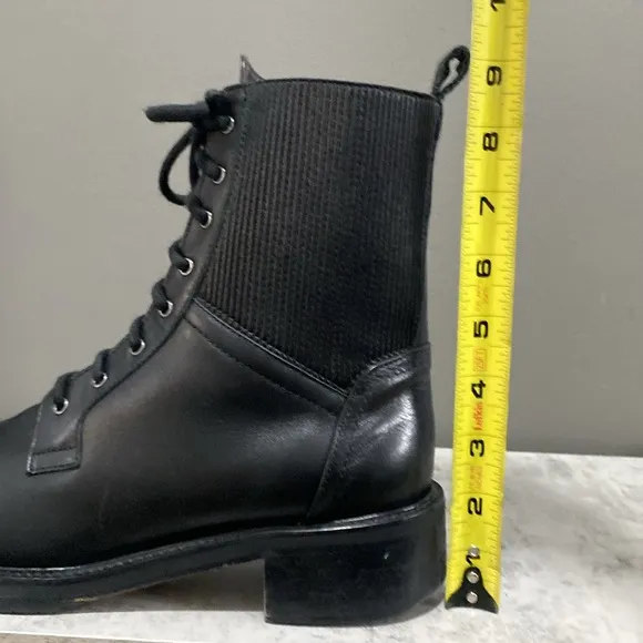Napoleoni Black Italian Leather Lace Up Moto Boots Made in Italy Size 41 US 10