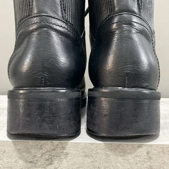 Napoleoni Black Italian Leather Lace Up Moto Boots Made in Italy Size 41 US 10