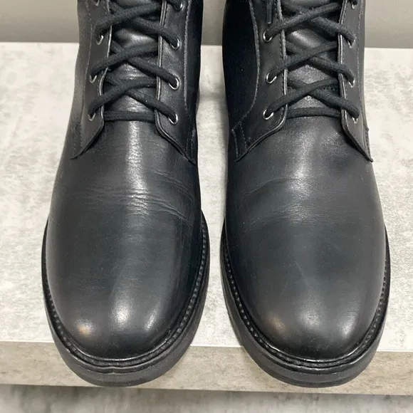 Napoleoni Black Italian Leather Lace Up Moto Boots Made in Italy Size 41 US 10