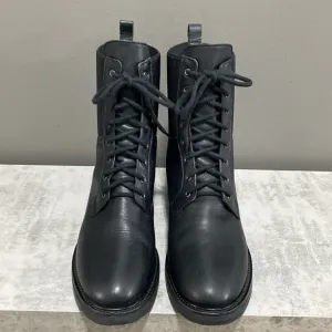 Napoleoni Black Italian Leather Lace Up Moto Boots Made in Italy Size 41 US 10