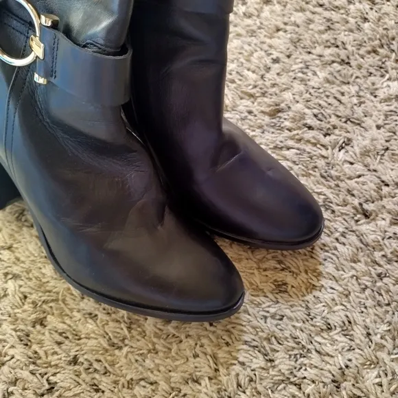 NAPOLEONI Italian Handcrafted Mid Calf Leather Women Boots Black sz 39/8