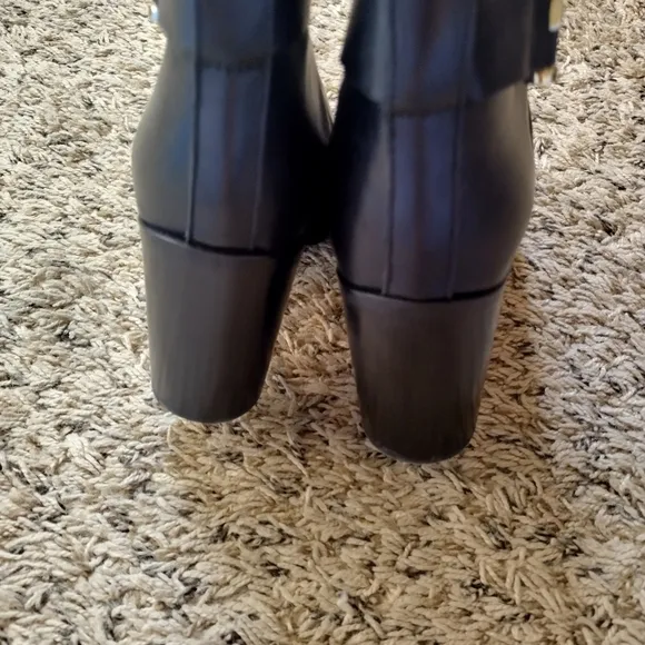 NAPOLEONI Italian Handcrafted Mid Calf Leather Women Boots Black sz 39/8